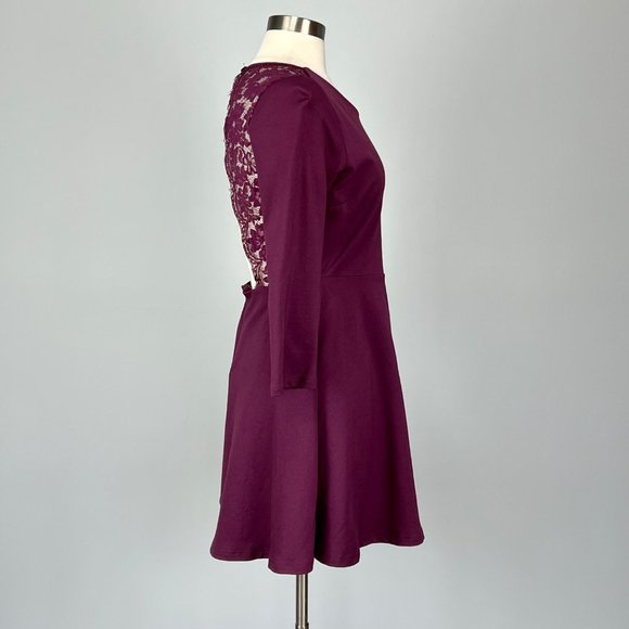 Lulus Felicity Backless Lace Skater Dress Plum Purple size Large - Picture 8 of 16